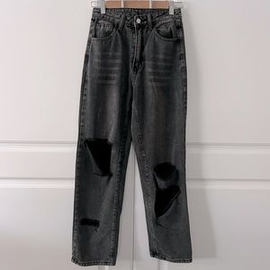 SHEIN black distressed Jeans